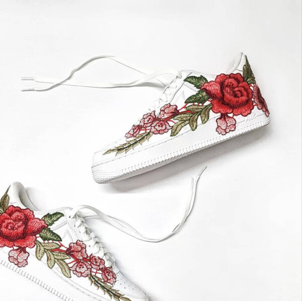 EMBROIDERY ROSE RED CUSTOM NIKE AIR FORCE 1 - Image 6