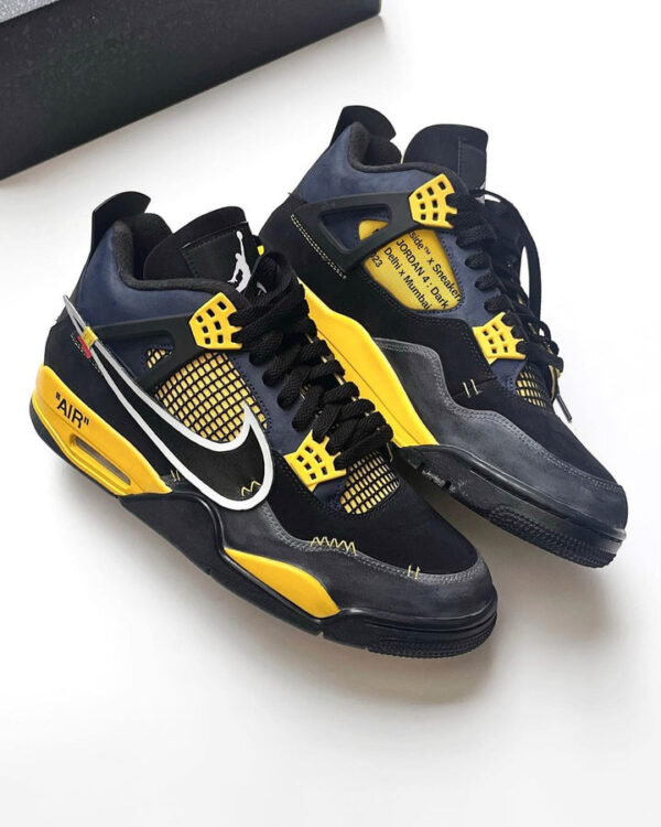 YELLOW BLACK FRONT CUSTOM AIR JORDAN 4 - Image 6