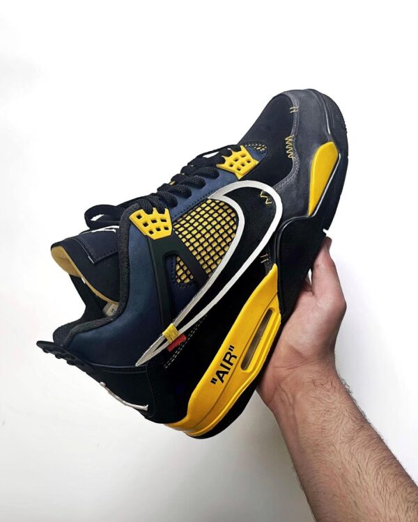 YELLOW BLACK FRONT CUSTOM AIR JORDAN 4 - Image 5