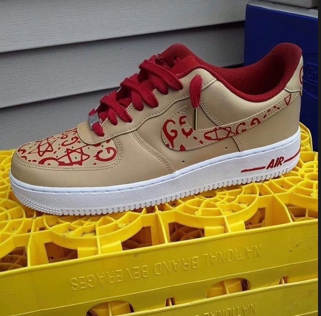 RED PATTERN BROWN CUSTOM AIR FORCE 1