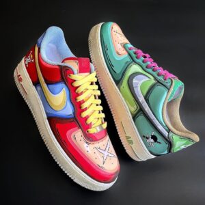 CARTOON SKELETON GREEN BLUE RED ORANGE CUSTOM AIR FORCE 1