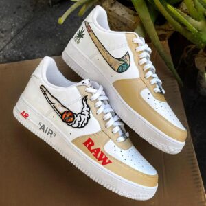 KHAKI CLASSICAL TORCH LV LOGO CUSTOM AIR FORCE 1