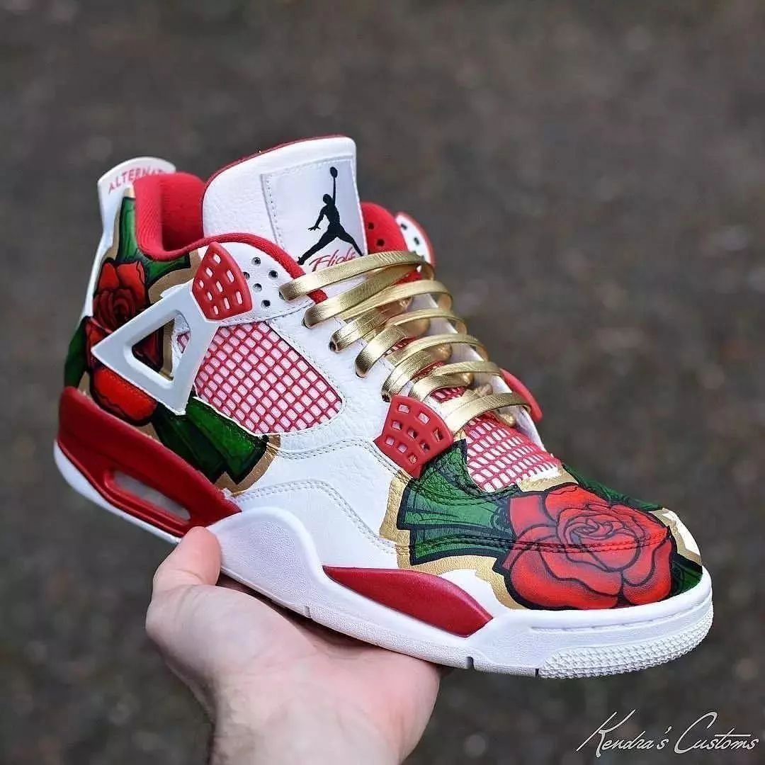 RED ROSE GREEN CUSTOM AIR FORCE 1