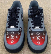 Custom Air Force 1 Lv Logo Red Gray