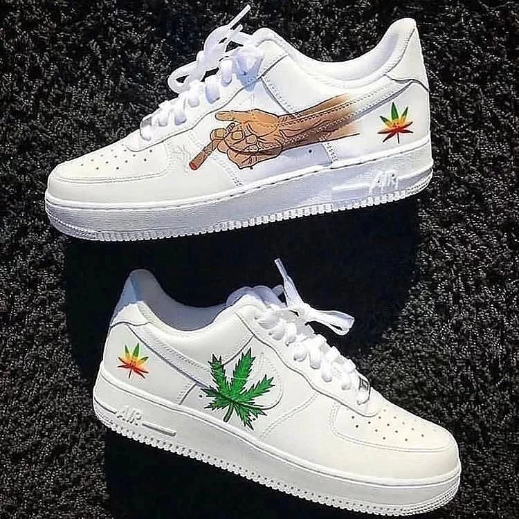 Custom Air Force 1 Hand Green Leaf