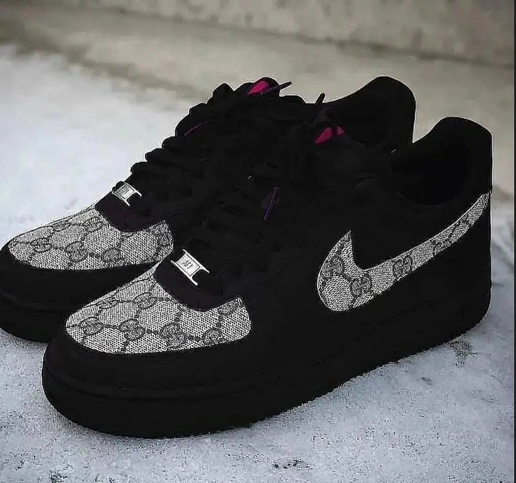BLACK GUCI LOGO CUSTOM AIR FORCE 1