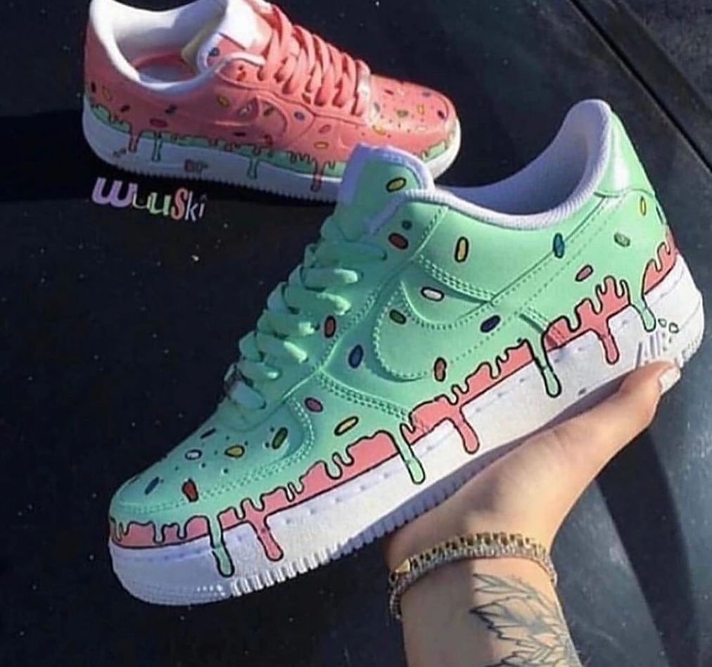 DRIPPING PINK GREEN CUSTOM AIR FORCE 1