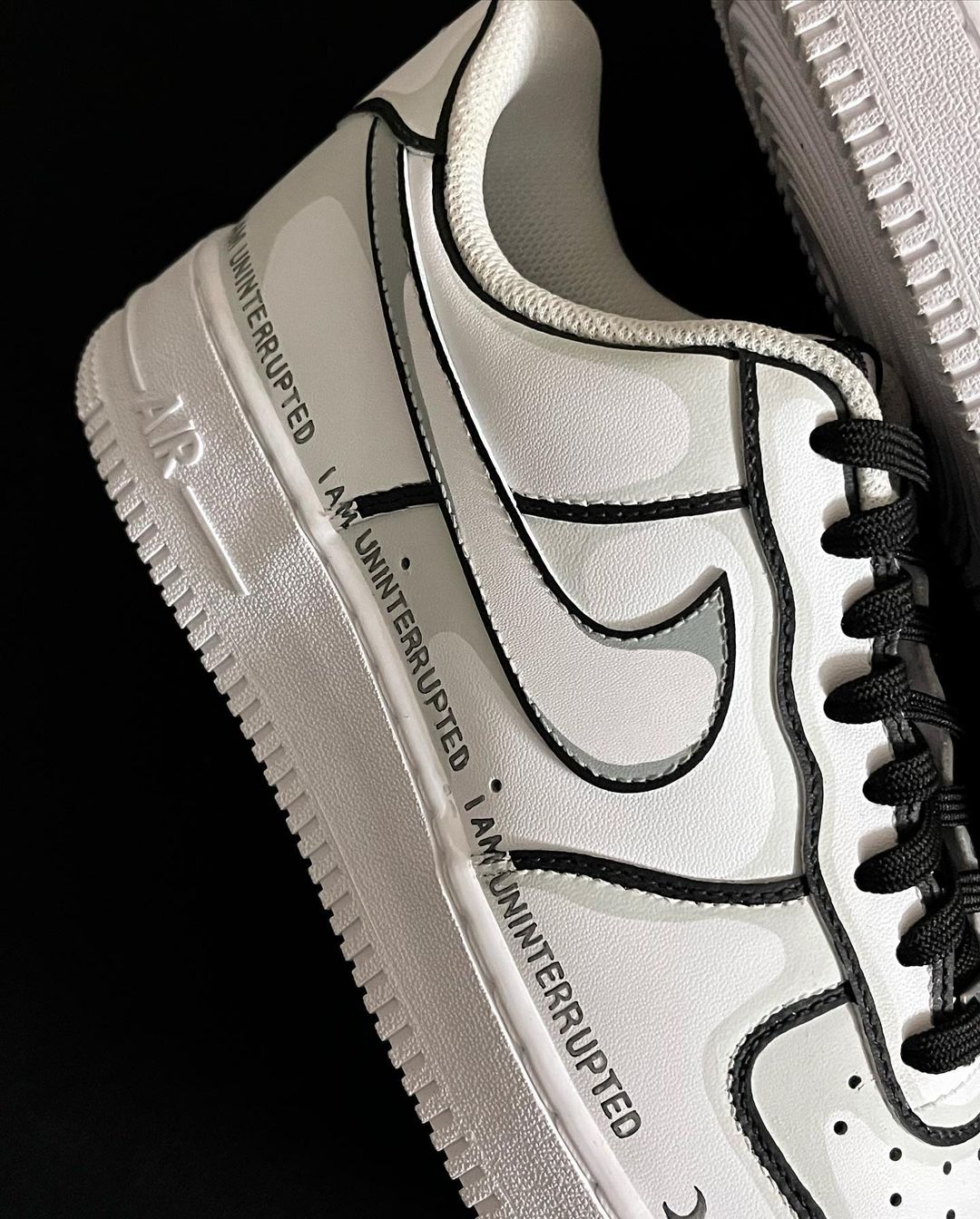 BLACK GREEN FLORESCENT LIGHT FONT CUSTOM AIR FORCE 1 - Image 2