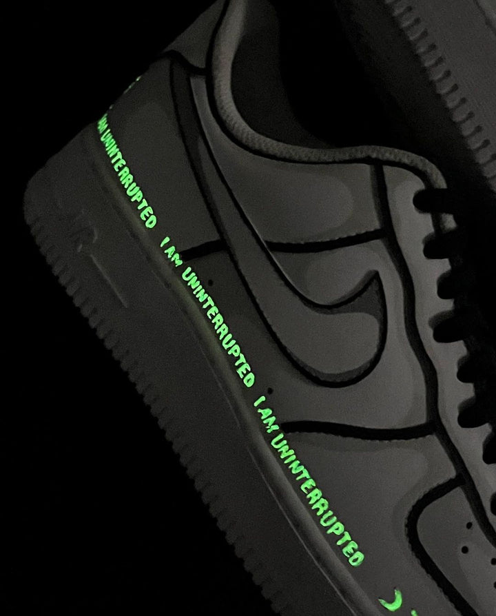 BLACK GREEN FLORESCENT LIGHT FONT CUSTOM AIR FORCE 1 - Image 9
