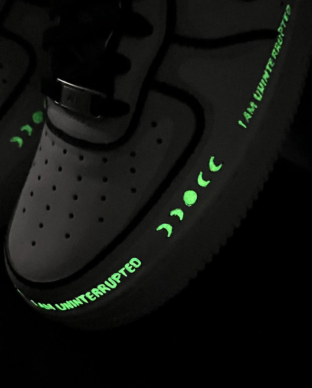 BLACK GREEN FLORESCENT LIGHT FONT CUSTOM AIR FORCE 1 - Image 4