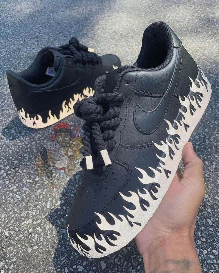FIRED FLAME WHTIE BLACK CUSTOM AIR FORCE 1 - Image 4