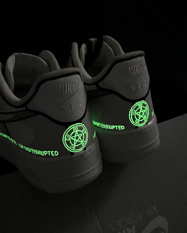 BLACK GREEN FLORESCENT LIGHT FONT CUSTOM AIR FORCE 1 - Image 11