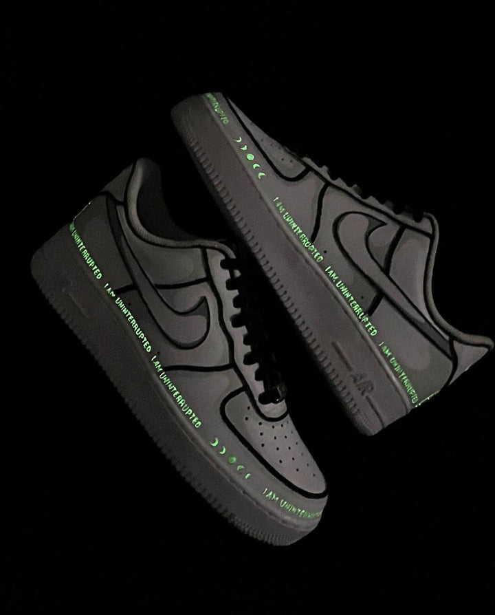 BLACK GREEN FLORESCENT LIGHT FONT CUSTOM AIR FORCE 1 - Image 12
