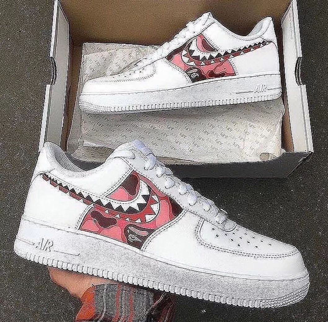 SHARK TEETH PINK CUSTOM AIR FORCE 1