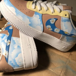 BLUE SKY WHITE CLOUDS KHAKI CHRYSANTHEMUM CUSTOM AIR FORCE 1