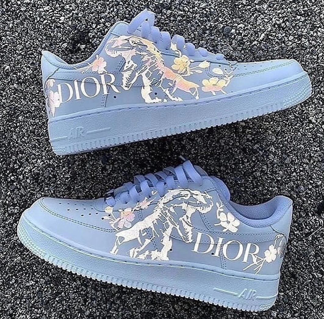 REFLECTIVE DIOOR LOGO FLOWER CUSTOM AIR FORCE 1