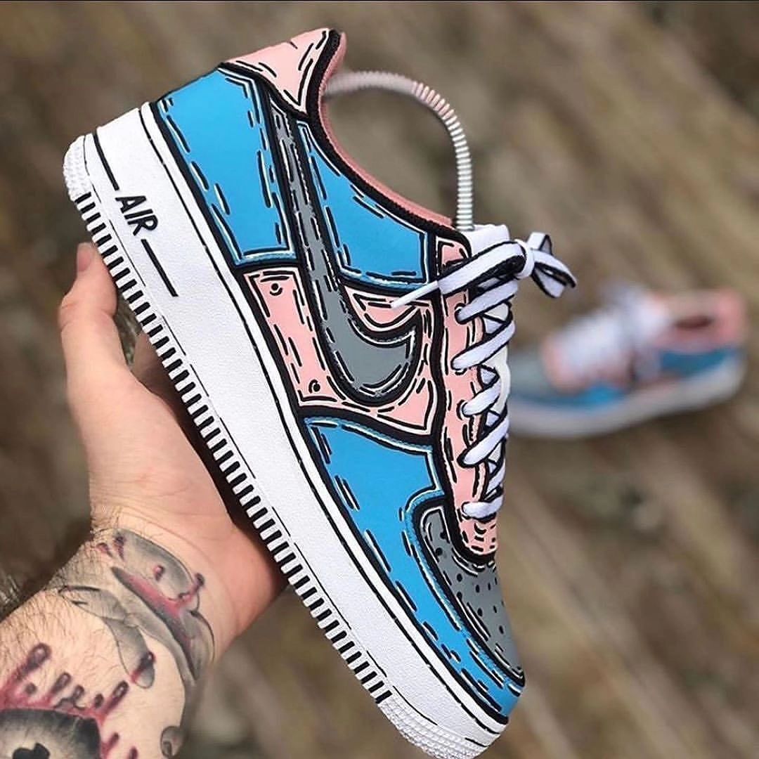 BLUE PINK GRAY CUSTOM AIR FORCE 1