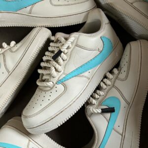 THICK LACE BLUE REVERSE LOGO CUSTOM AIR FORCE 1