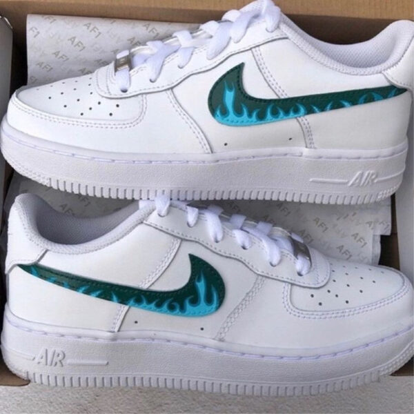 DARK BLUE FIRE CUSTOM AIR FORCE 1