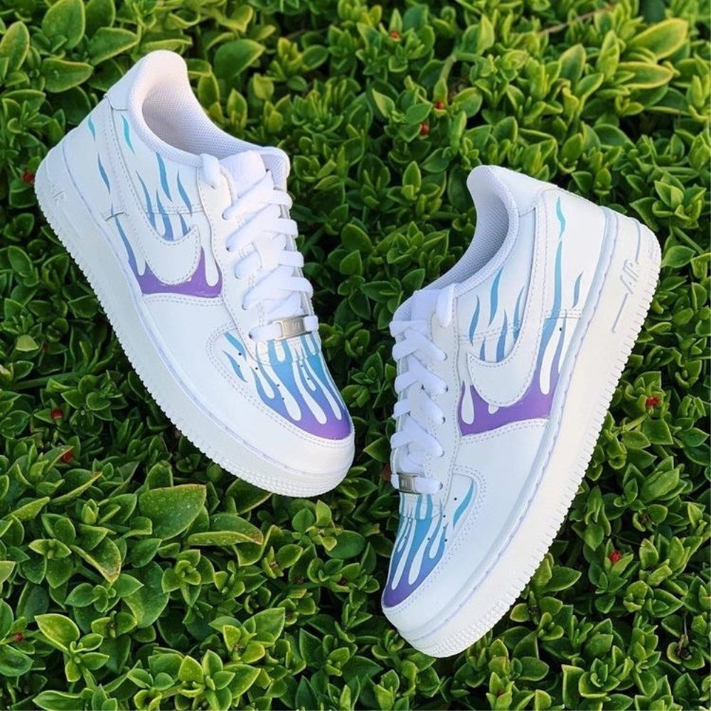 PURPLE BLUE FLAME CUSTOM AIR FORCE 1