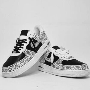 BLACK WHITE CARTOON CUSTOM AIR FORCE 1