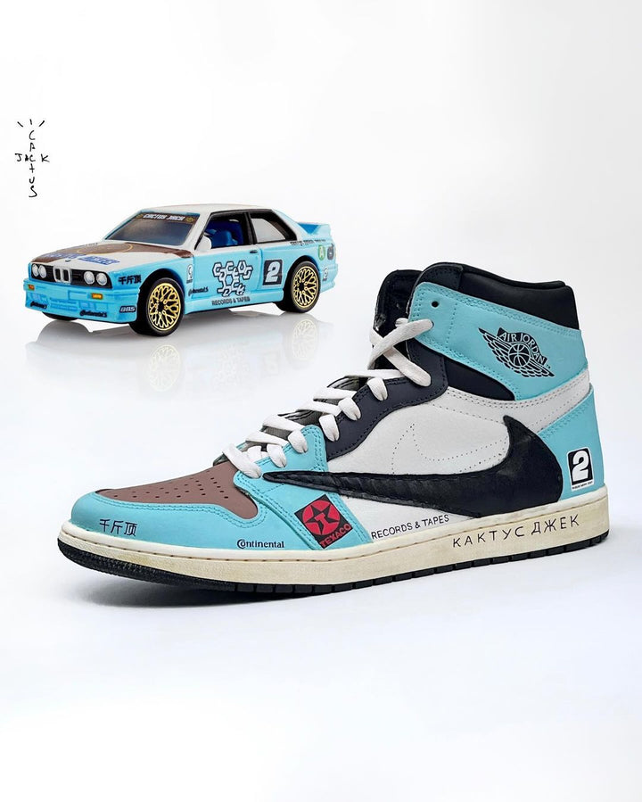 NAVY BLUE BROWN BLACK REVERSE LOGO CUSTOM AIR JORDAN 1 - Image 7