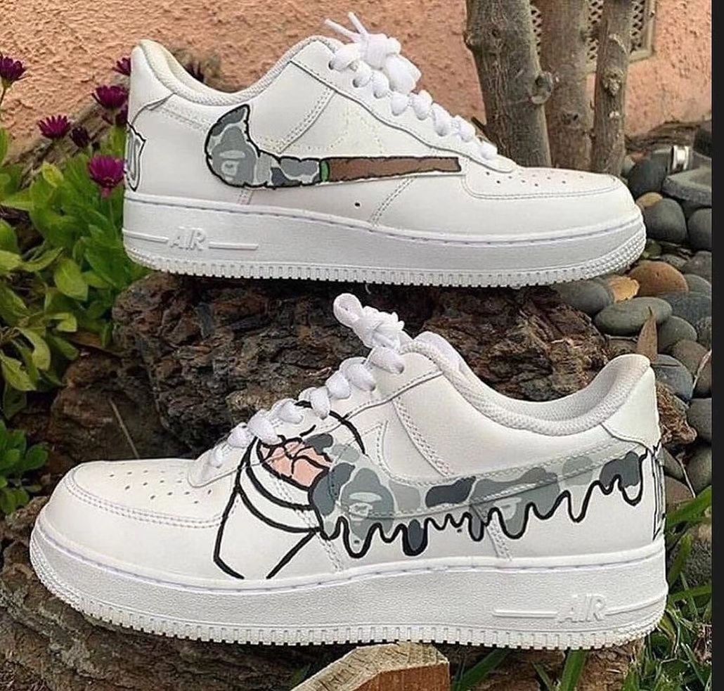 GRAY DRIPPING SWOOSH CUSTOM AIR FORCE 1