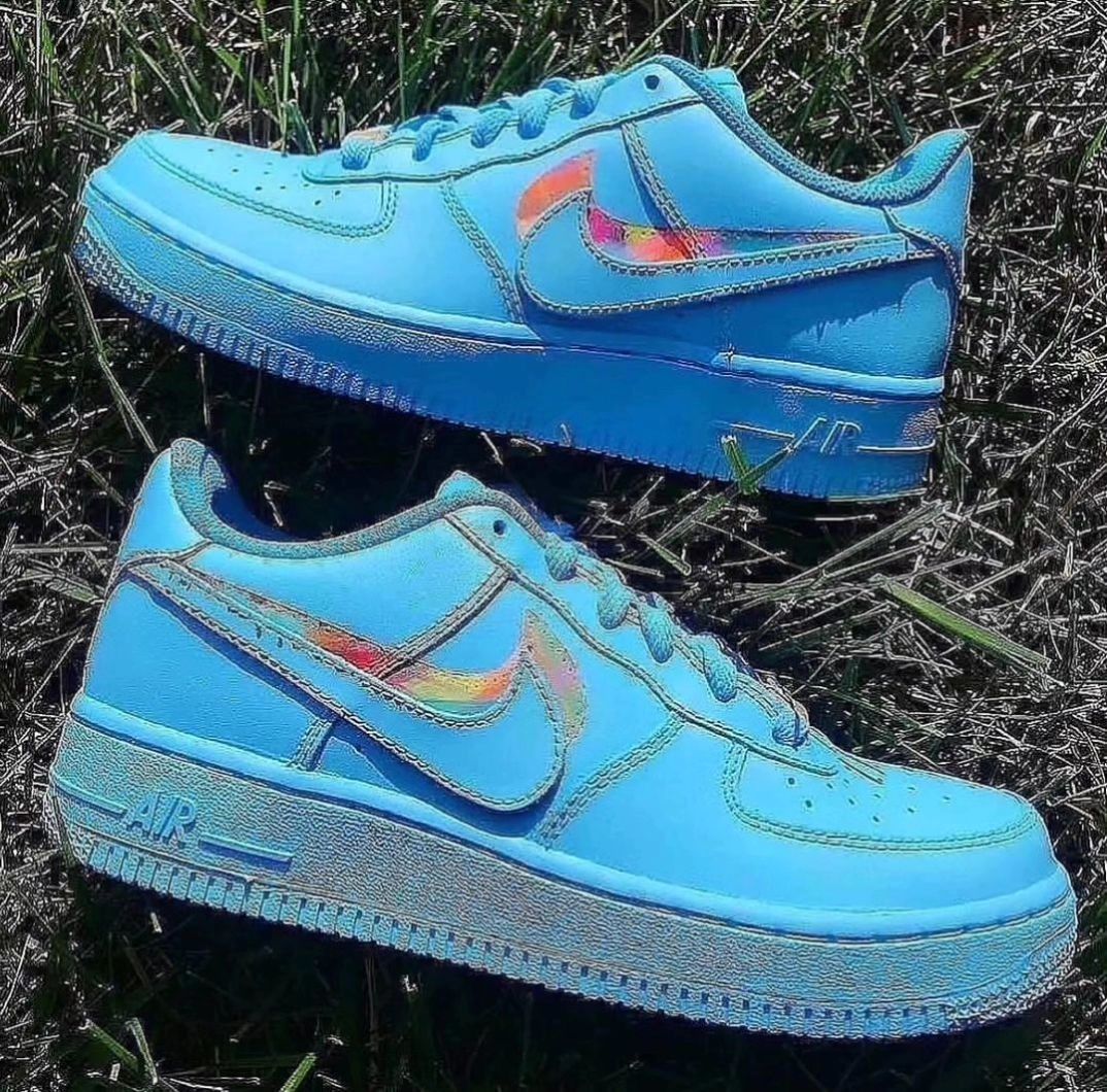 BLUE COLORFUL SWOOSH CUSTOM AIR FORCE 1