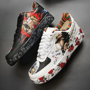 BASKETBALL STAR ROSE BLACK RED CUSTOM AIR FORCE 1