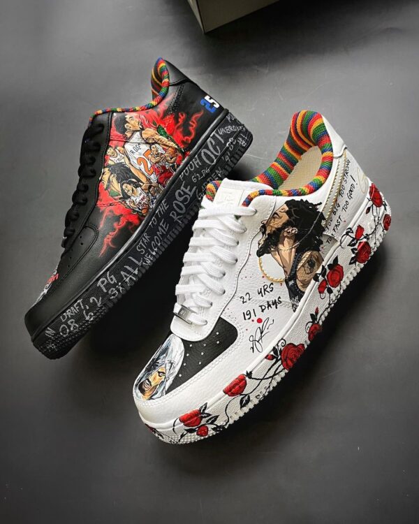BASKETBALL STAR ROSE BLACK RED CUSTOM AIR FORCE 1