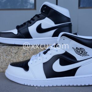 BLACK WHITE SWOOSH CUSTOM AIR JORDAN 1