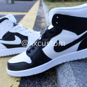 BLACK WHITE SWOOSH CUSTOM AIR JORDAN 1