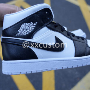CUSTOM AIR JORDAN 1 WHITE SWOOSH BLACK