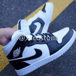 WHITE SWOOSH BLACK CUSTOM AIR JORDAN 1