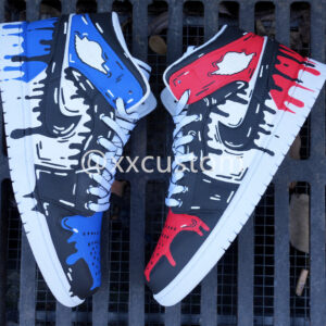 DRIPPING RED BLUE BLACK CUSTOM AIR JORDAN 1