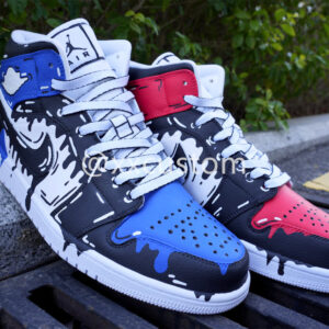 CUSTOM AIR JORDAN 1 DRIPPING RED BLUE BLACK