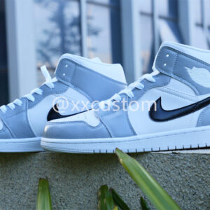 BLACK WHITE LIGHT BLUE CUSTOM AIR JORDAN 1