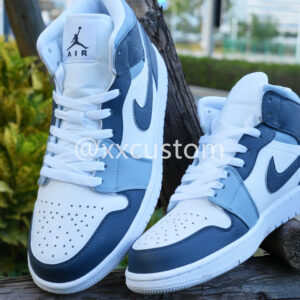 DARK LIGHT BLUE WHITE CUSTOM AIR JORDAN 1