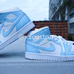 BLUE SWOOSH WHITE CUSTOM AIR JORDAN 1