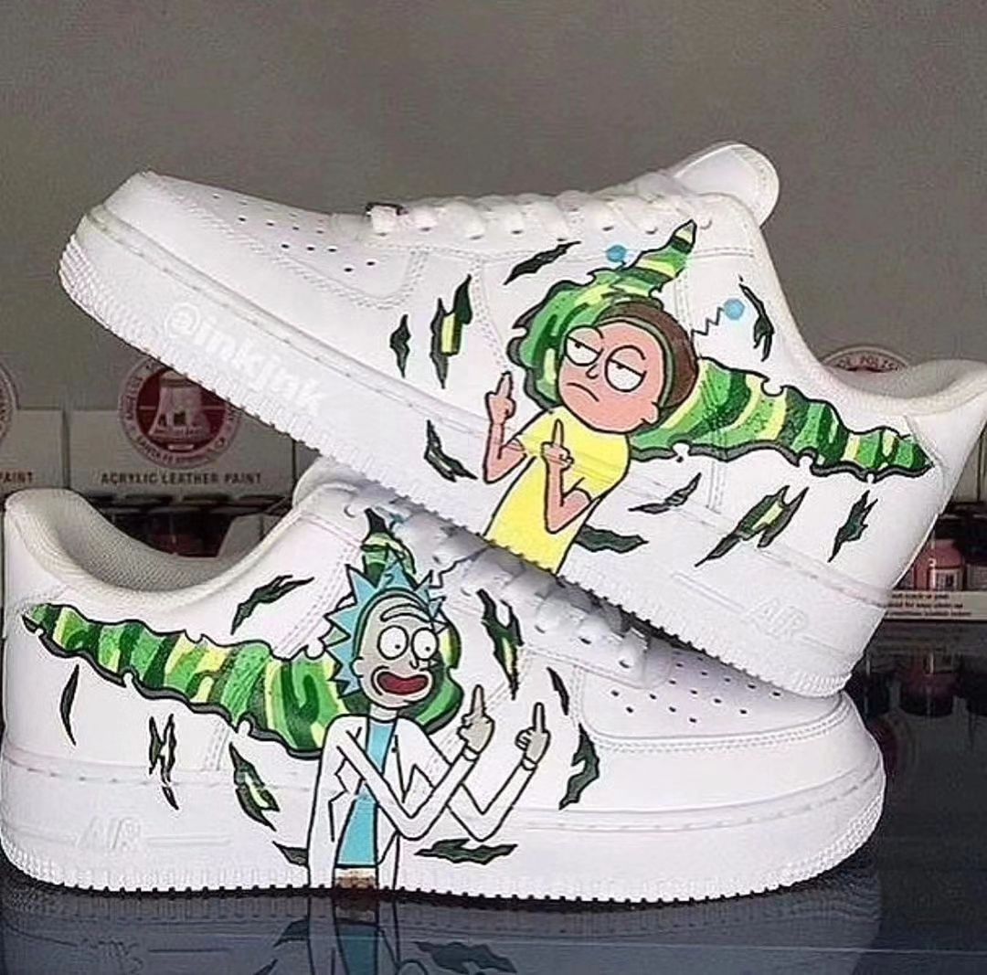 CARTOON ROLE GREEN YELLOW CUSTOM AIR FORCE 1