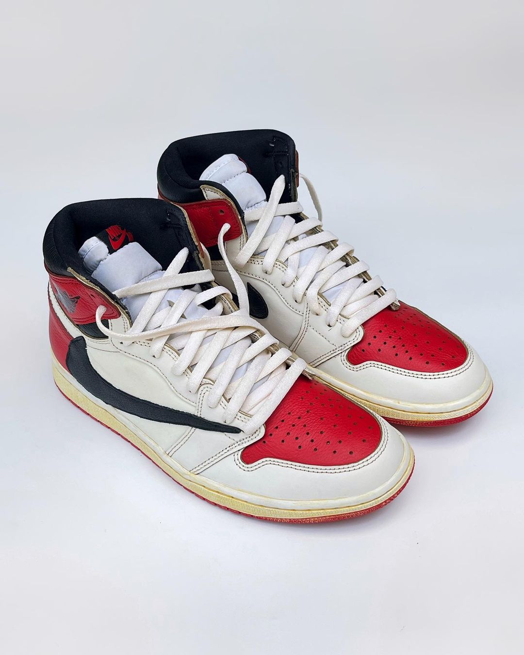 RED BLACK WHITE CUSTOM AIR JORDAN 1 - Image 2