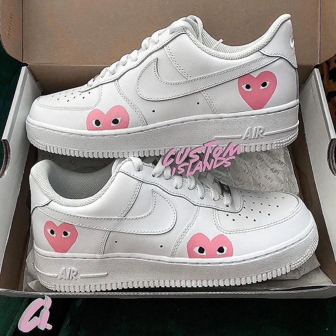PINK HEART SHAPED CUSTOM AIR FORCE 1