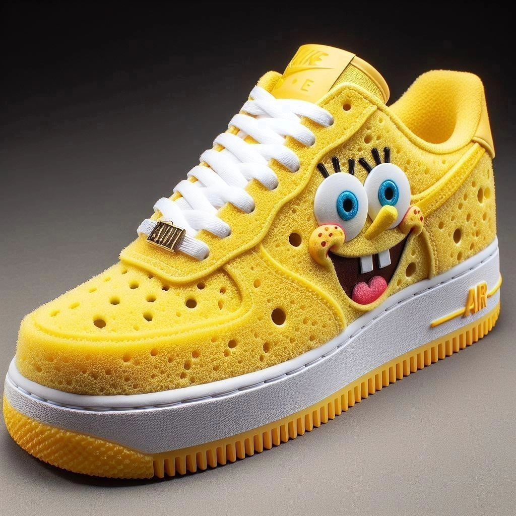 YELLOW SPONGE STICKER CUSTOM AIR FORCE 1