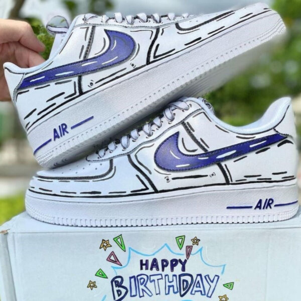 PURPLE CARTOON LINE CUSTOM AIR FORCE 1