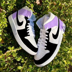 Custom Air Jordan 1 Mid Black Lack & Lilac Colorblock ?