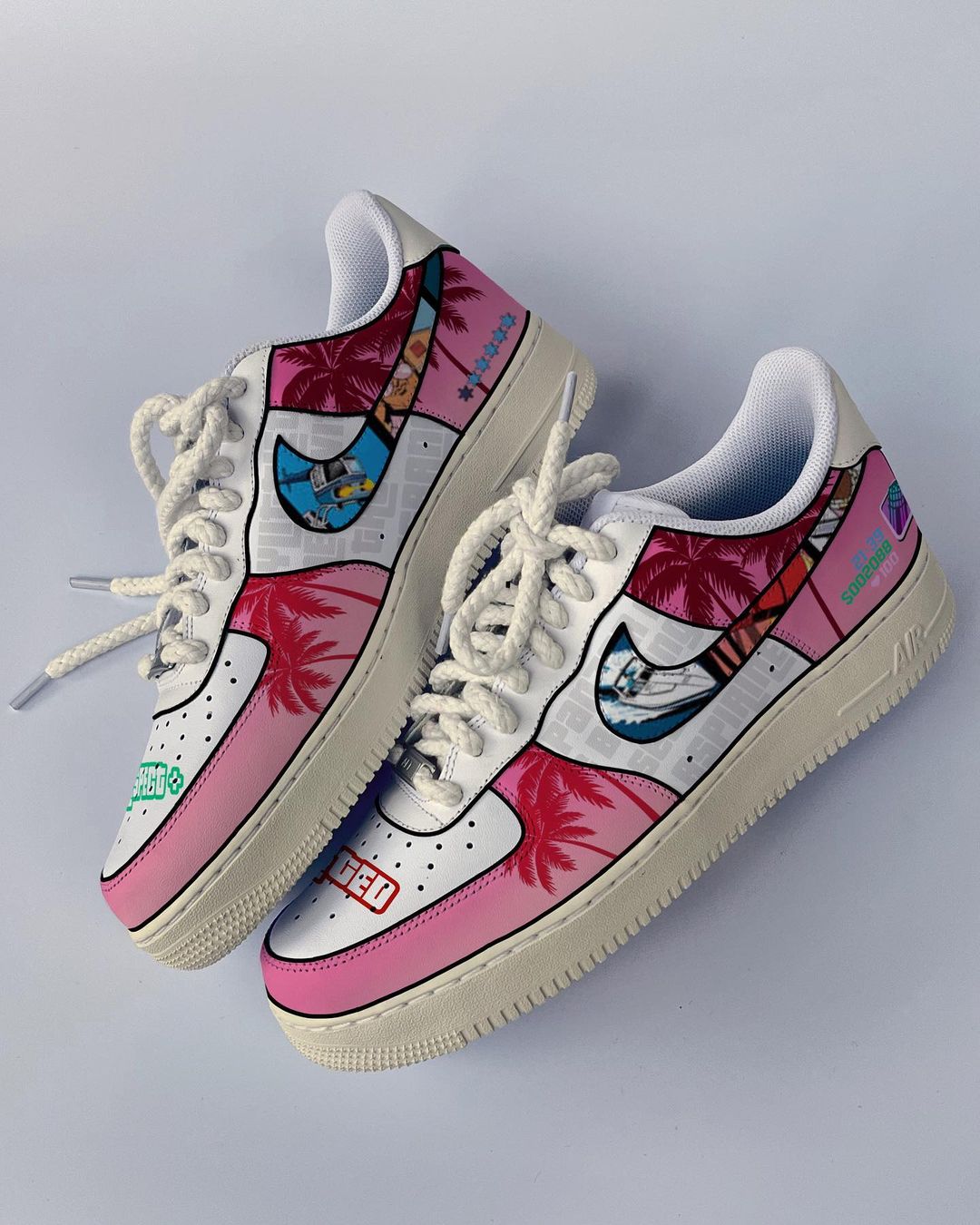 COCONUT TREE PINK WHITE CUSTOM AIR FORCE 1