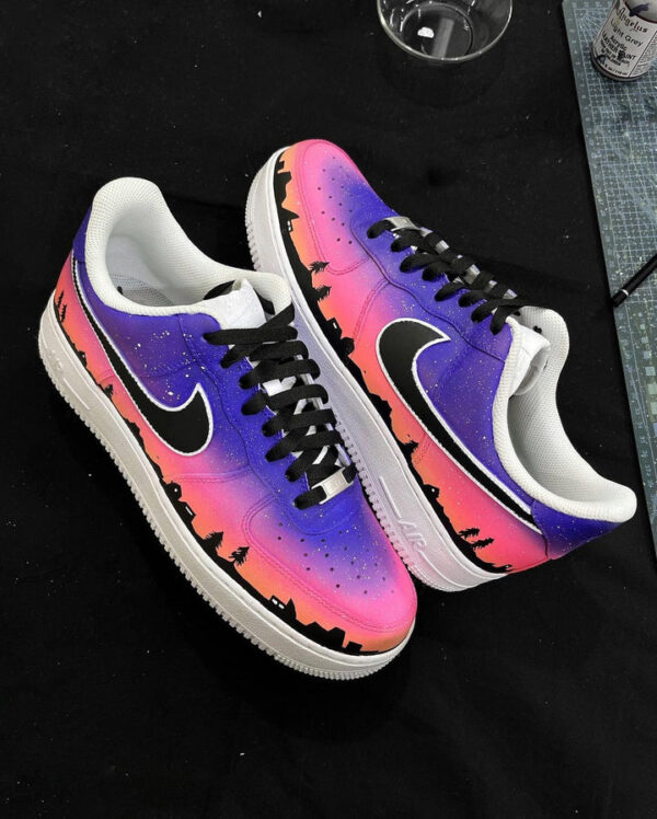 NIGHT STAR BUILDING PURPLE PINK GRADIENT CUSTOM AIR FORCE 1 - Image 5