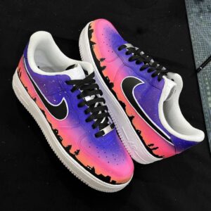 NIGHT STAR BUILDING PURPLE PINK GRADIENT CUSTOM AIR FORCE 1
