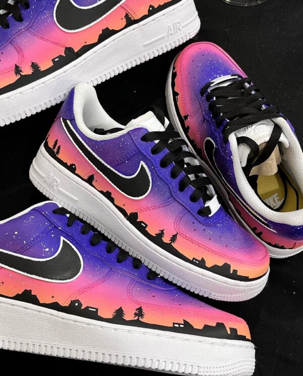 NIGHT STAR BUILDING PURPLE PINK GRADIENT CUSTOM AIR FORCE 1 - Image 3