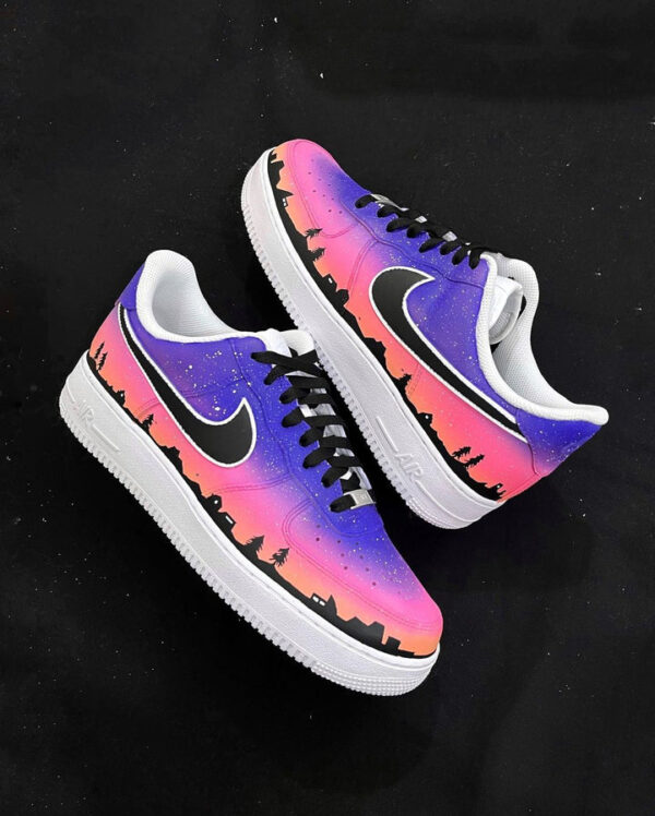 NIGHT STAR BUILDING PURPLE PINK GRADIENT CUSTOM AIR FORCE 1 - Image 8